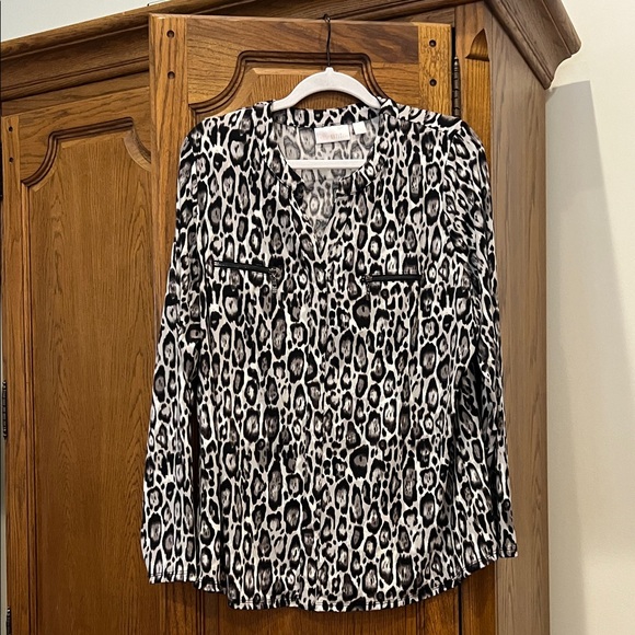 Belle by Kim Gravel Tops - Belle by Kim Gravel Black and White Patterned Blouse